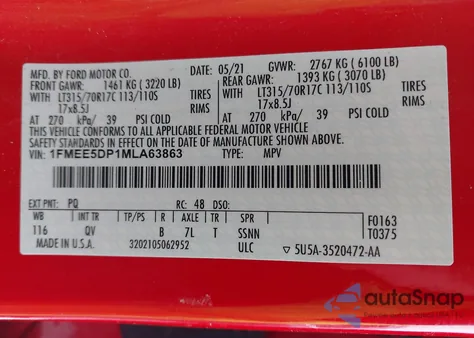 2021 Ford Bronco Big Bend from USA, damaged, VIN 1FMEE5DP1MLA63863